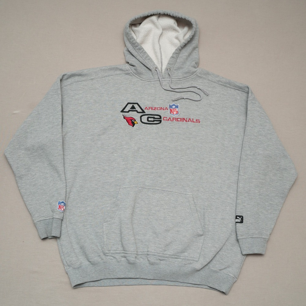 Vintage Arizona Cardinals‎ Puma NFL Embroidered Hoodie Adult XL Gray Football